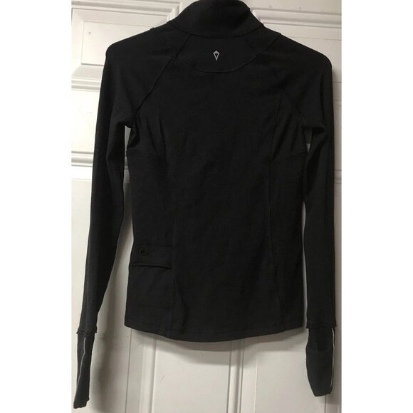 EUC Ivivva LuluLemon Athletica Long Sleeve Shirt Sz 10 Black 1/4 Zip Fold Mitts - Picture 3 of 10